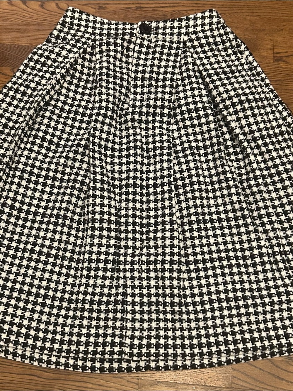 Who What Wear Black and White Houndstooth Fall A-Line Skirt with pockets 0146